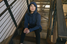 Load image into Gallery viewer, Cowl Neck Mid-Weight Ladies Pullover Hoodie - Navy Heather